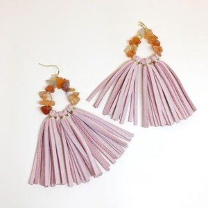 NWOT Handmade Pink Leather Tassels  Earrings